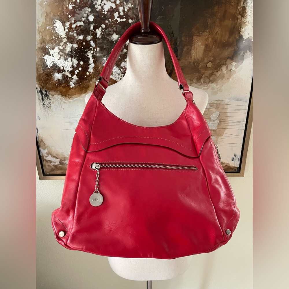 Vintagee Prune Cherry 🍒 Red bovine leather full grain shoulder bag purse GEC~